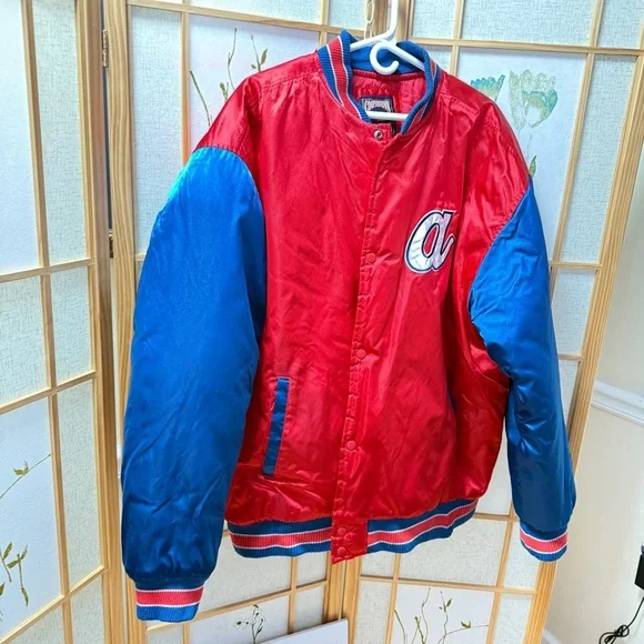 Vintage G-III Cooperstown Atlanta Braves Throwback Satin Bomber Jacket Mens L - Picture 2 of 6